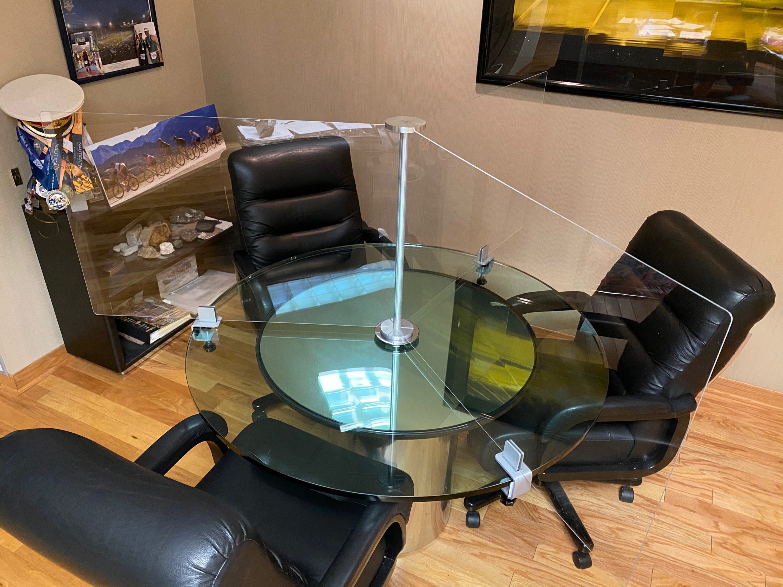 Glass Conference Table, 3 Person Executive