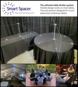Smart Spacers in Use - Round, Rect tables, meetings and more.